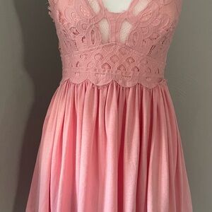 Zenana Outfitters Pink Lace Tank Top